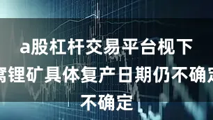 a股杠杆交易平台枧下窝锂矿具体复产日期仍不确定